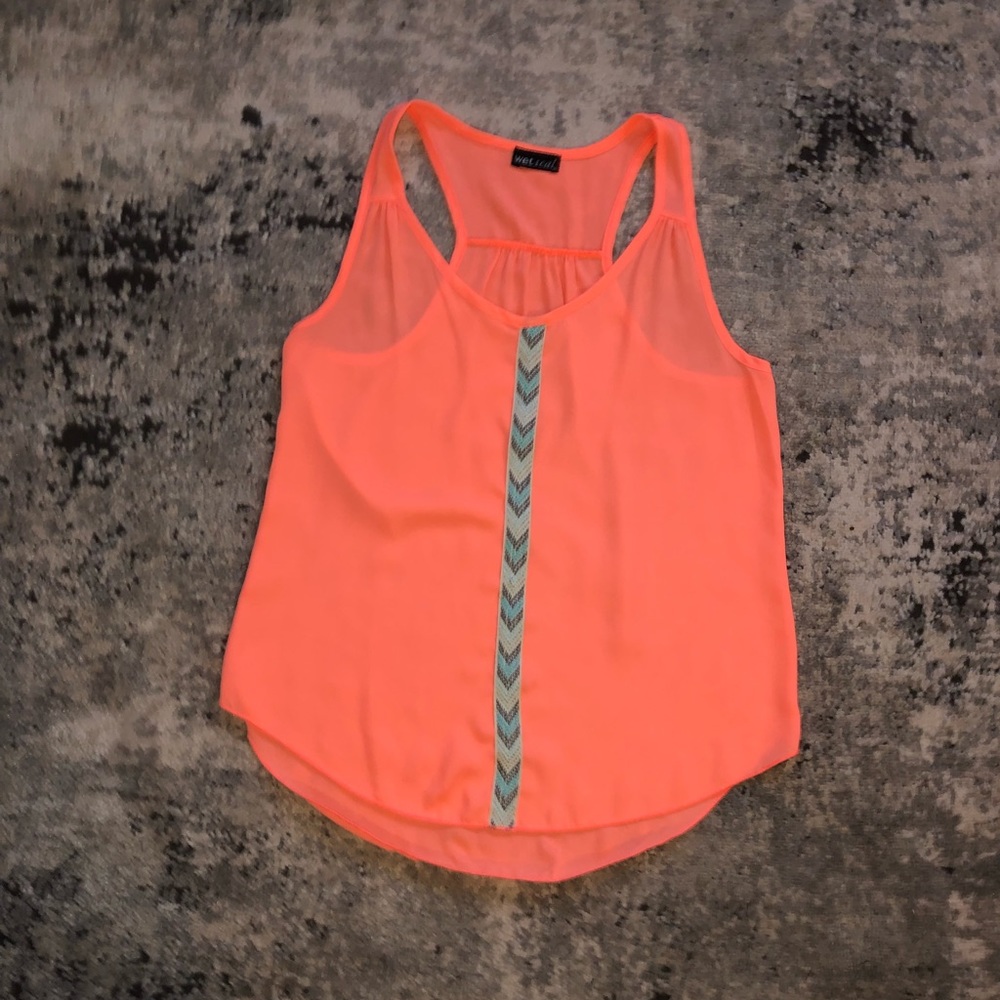 Wet Seal Orange Coral Chiffon Tank Top, size Medium